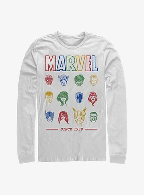 Marvel Avengers Faces Since 1939 Long-Sleeve T-Shirt