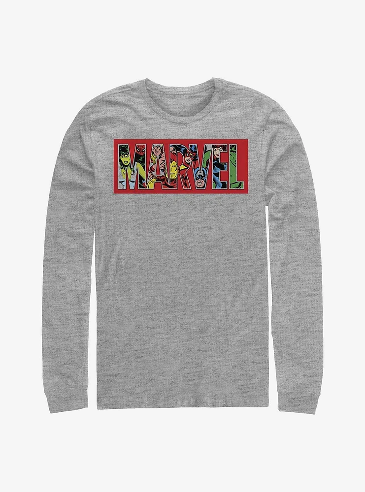 Marvel Logo Character Fill Long-Sleeve T-Shirt