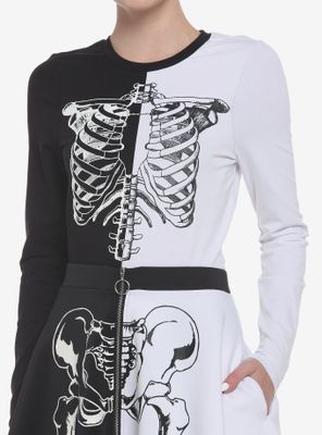 Black & White Split Ribcage Girls Long-Sleeve T-Shirt