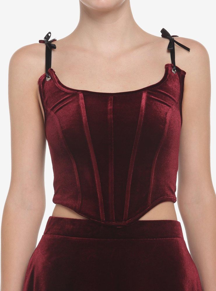 Burgundy Velvet underbust corset