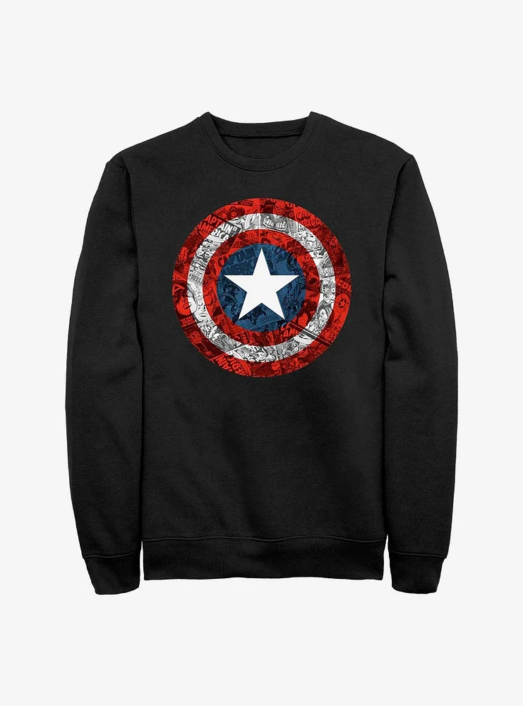 Marvel Captain America Comic Book Shield Overlay Sweatshirt