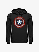 Marvel Captain America Comic Book Shield Overlay Hoodie