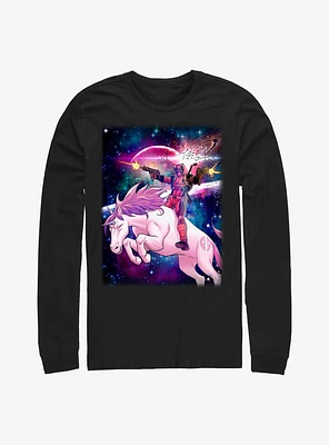 Marvel Deadpool Unicorn Galaxy Space Long-Sleeve T-Shirt