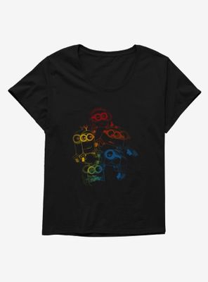 Minions Rainbow Retro 3D Art Womens T-Shirt Plus