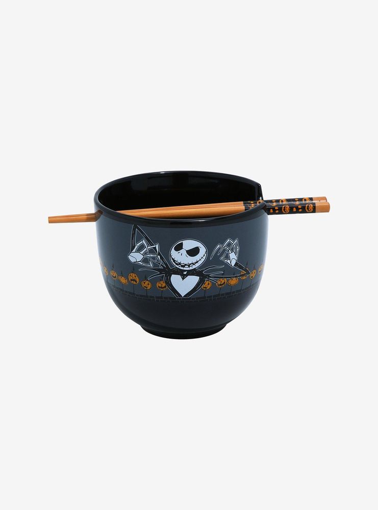 Disney The Nightmare Before Christmas Jack Skellington & Jack-o’Lanterns Ramen Bowl with Chopsticks