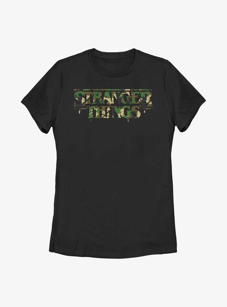 Stranger Things Camo Logo Womens T-Shirt