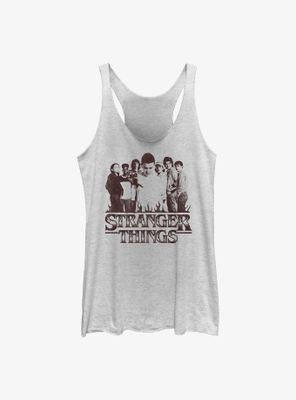 Stranger Things Group Sepia Womens Tank Top