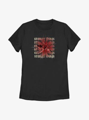 Stranger Things Demogorgon Text Stack Womens T-Shirt
