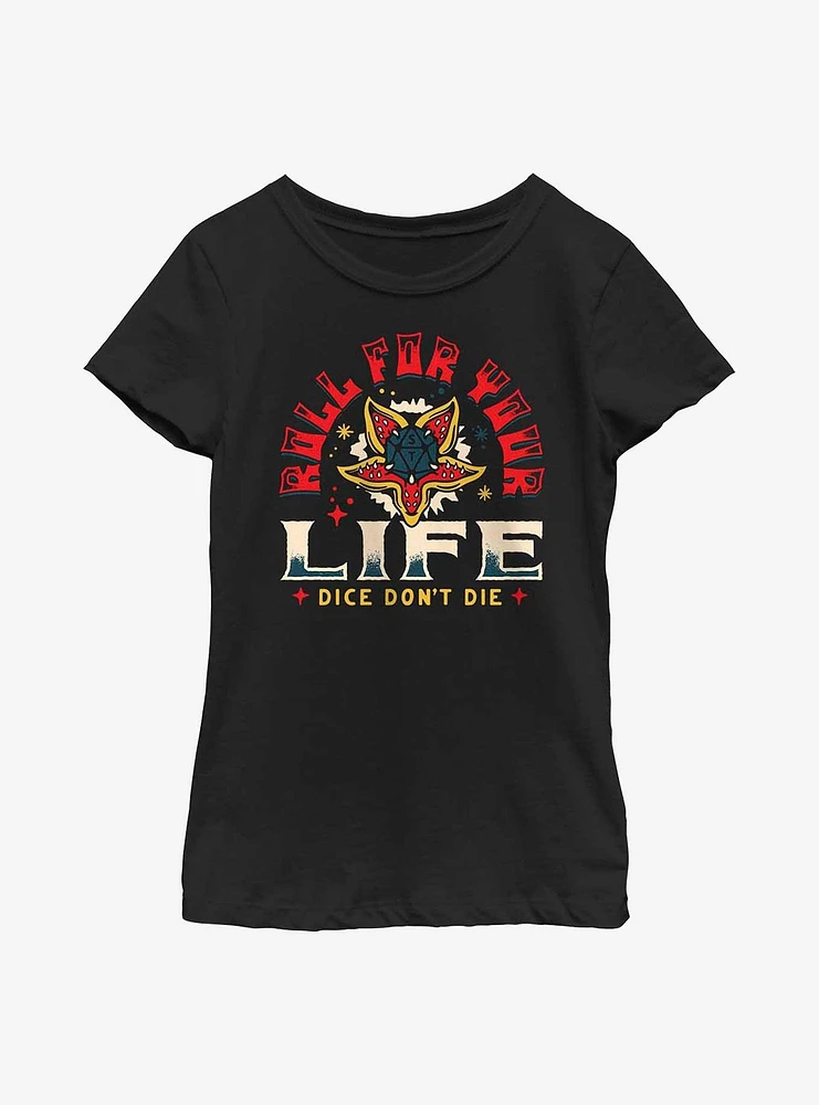 Stranger Things Rolld For Your Life Youth Girls T-Shirt