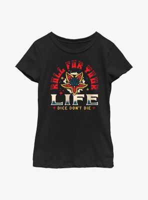 Stranger Things Rolld For Your Life Youth Girls T-Shirt