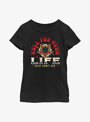 Stranger Things Rolld For Your Life Youth Girls T-Shirt