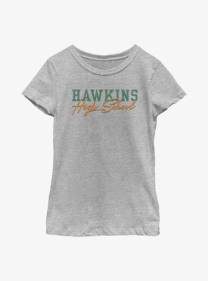 Stranger Things Hawkins High School Text Youth Girls T-Shirt