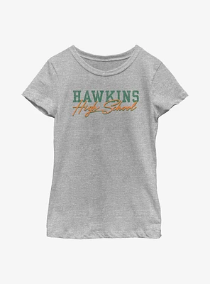 Stranger Things Hawkins High School Text Youth Girls T-Shirt