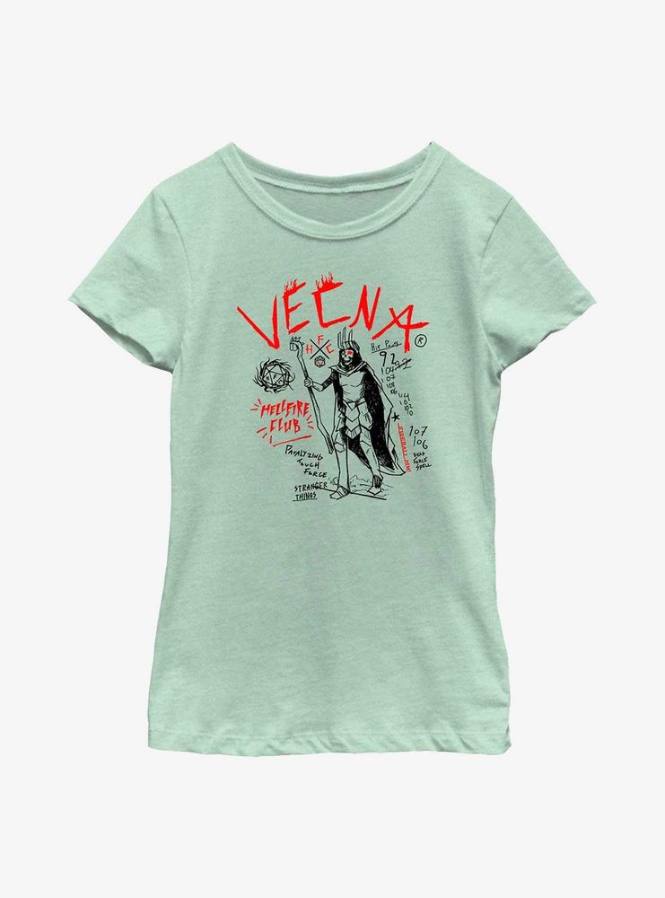 Stranger Things Vecna Stat Doodles Youth Girls T-Shirt