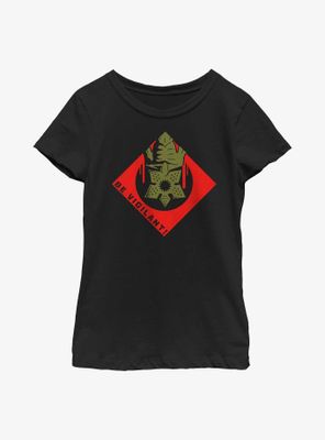 Stranger Things Be Vigilant Demogorgon Badge Youth Girls T-Shirt