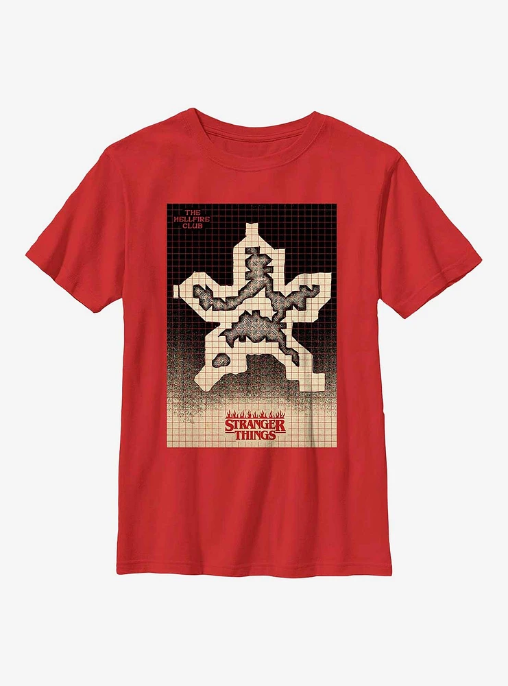 Stranger Things Hellfire Club Grid Youth T-Shirt