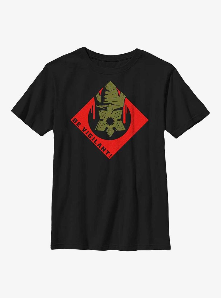 Stranger Things Be Vigilant Demogorgon Badge Youth T-Shirt