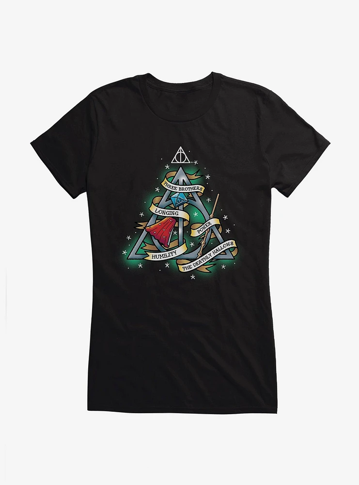 Harry Potter Deathly Hallows Tattoo Graphic Girls T-Shirt