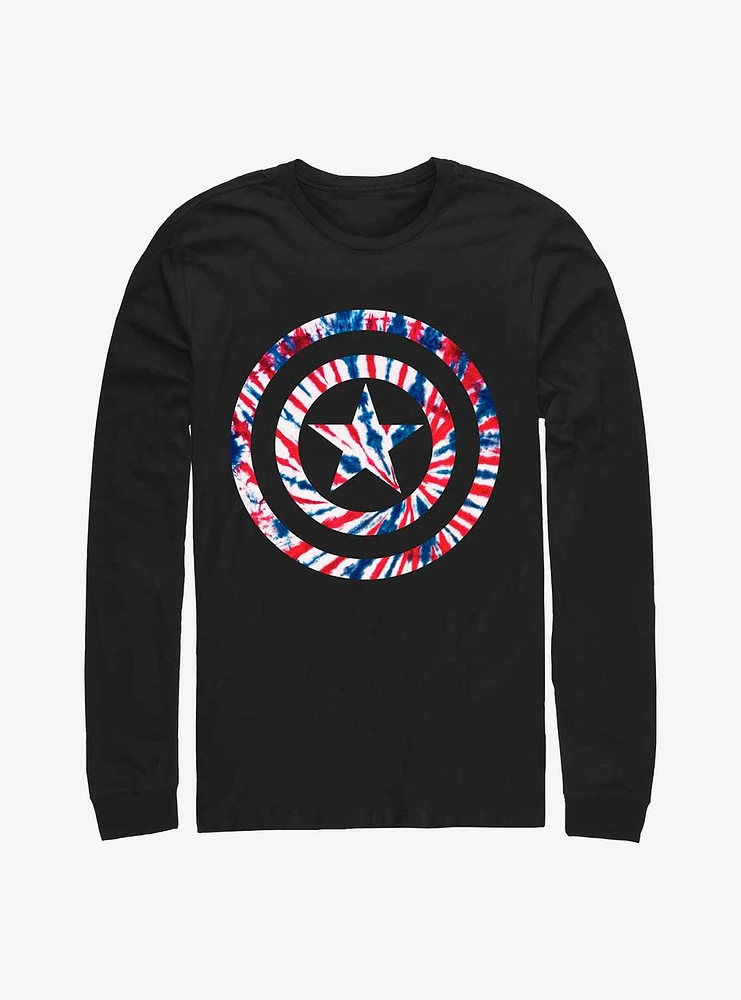 Marvel Captain America Shield Tie-Dye Long Sleeve T-Shirt