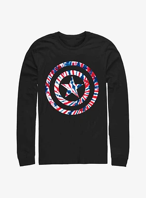 Marvel Captain America Shield Tie-Dye Long Sleeve T-Shirt