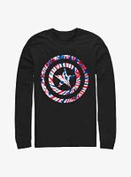Marvel Captain America Shield Tie-Dye Long Sleeve T-Shirt