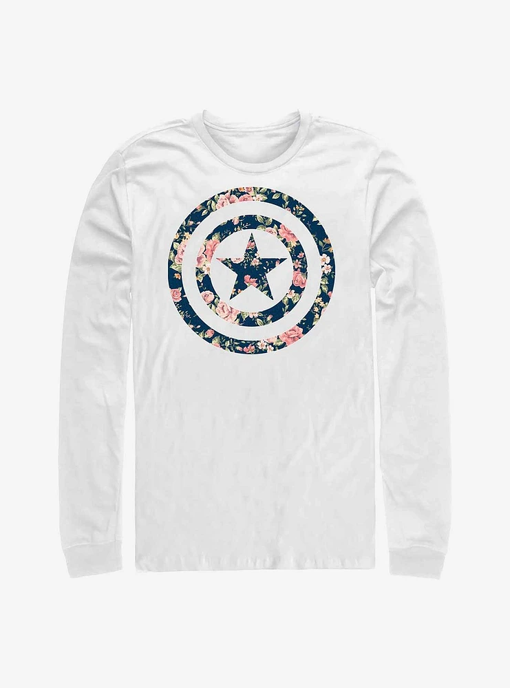 Marvel Captain America Floral Shield Long Sleeve T-Shirt