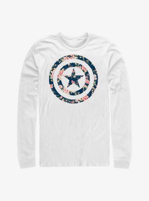 Marvel Captain America Floral Shield Long Sleeve T-Shirt