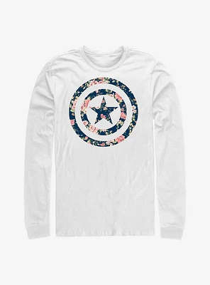 Marvel Captain America Floral Shield Long Sleeve T-Shirt