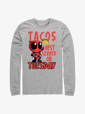 Marvel Deadpool Tacos Best Served On Tuesday Long Sleeve T-Shirt