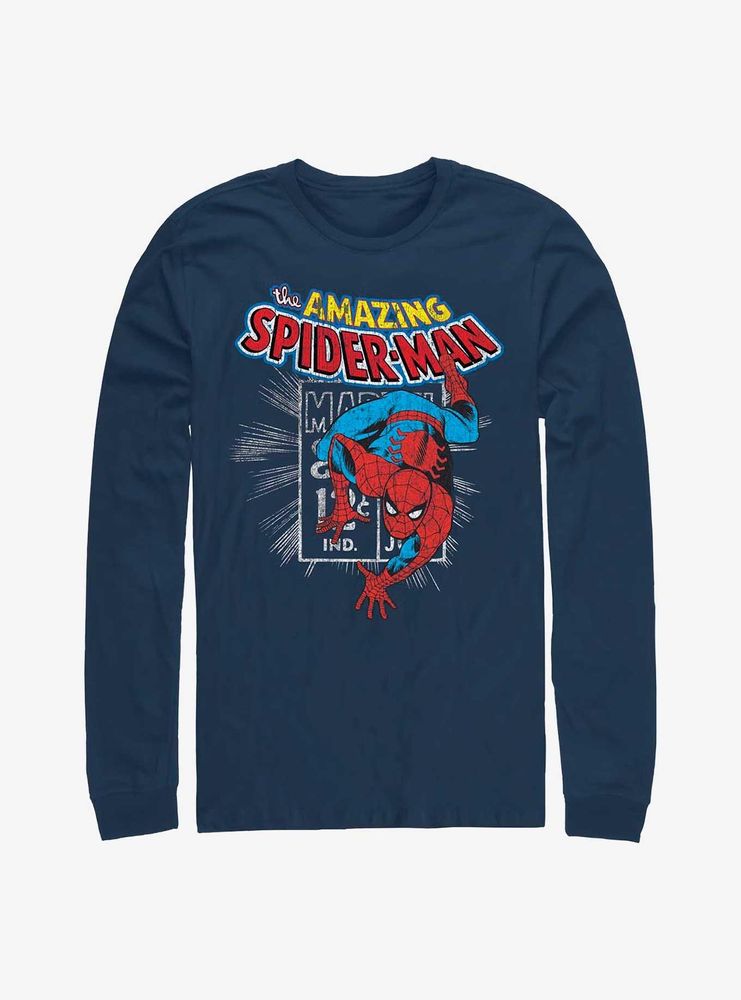 Marvel Spider-Man Comic Stamp Long Sleeve T-Shirt