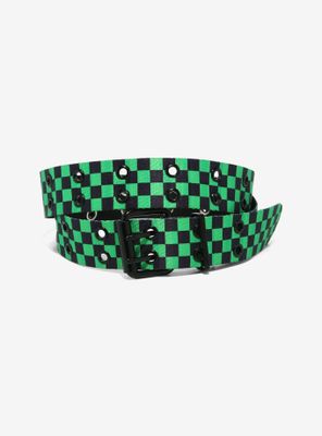 Black & Green Checker Grommet Belt