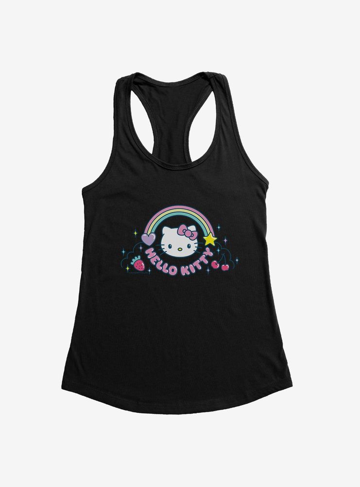 Hello Kitty Kawaii Vacation Rainbow Logo Womens Tank Top