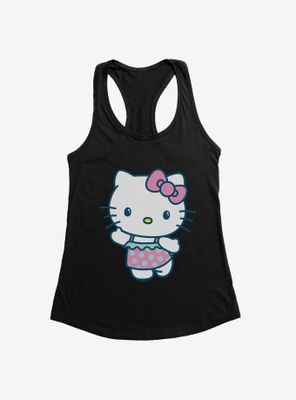 Hello Kitty Kawaii Vacation Ruffles Swim Outfit Womens Tank Top