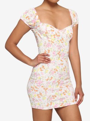 Pink Floral Bodycon Dress