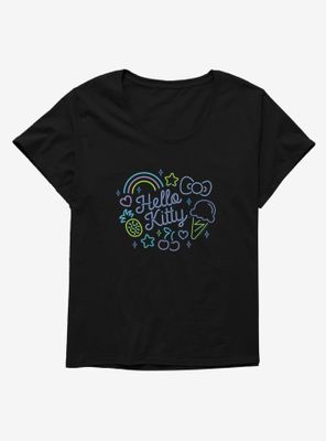 Hello Kitty Kawaii Vacation Neon Logo Womens T-Shirt Plus