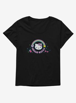 Hello Kitty Kawaii Vacation Rainbow Logo Womens T-Shirt Plus
