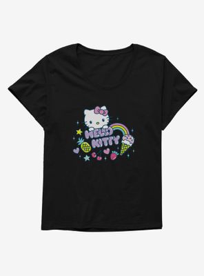 Hello Kitty Kawaii Vacation Sparkle Icon Womens T-Shirt Plus