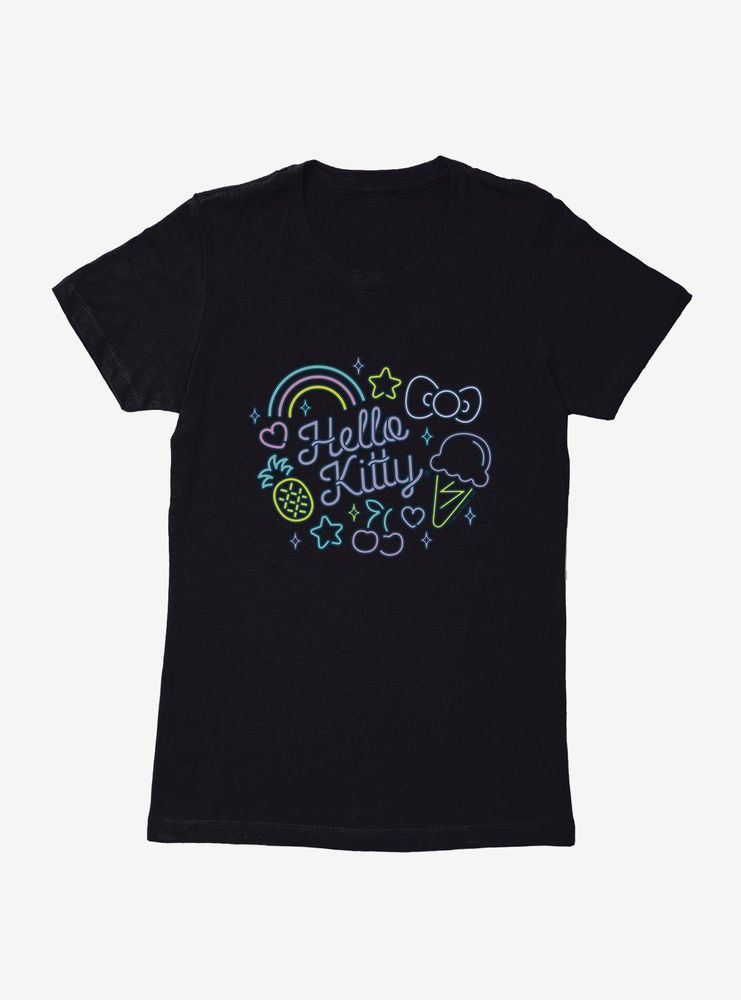Hello Kitty Kawaii Vacation Neon Logo Womens T-Shirt