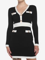 Black & White Rib Knit Suit Dress