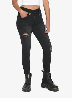 Black Destructed Super Skinny Jeans