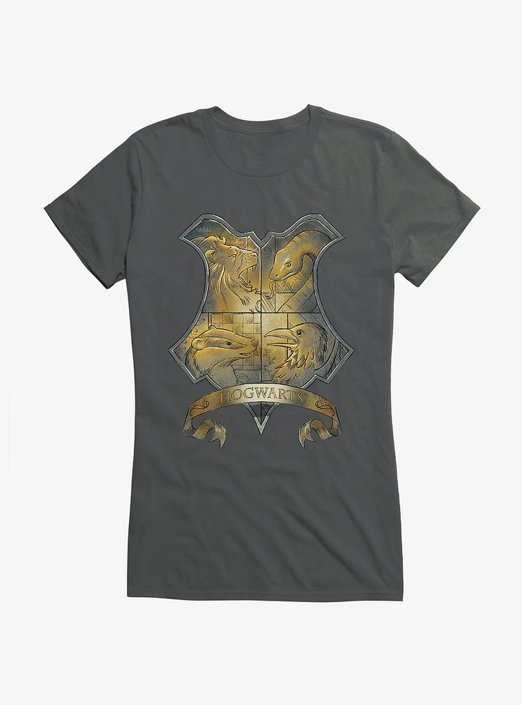 Harry Potter Hogwarts Crest Illustrated Girls T-Shirt