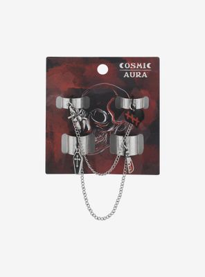 Spider Coffin Charm Chain Ring Set