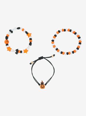 Halloween Cat Cord Beaded Bracelet Set
