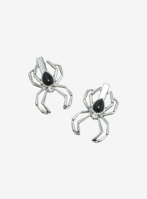 Large Silver Spider Hair Clip Set