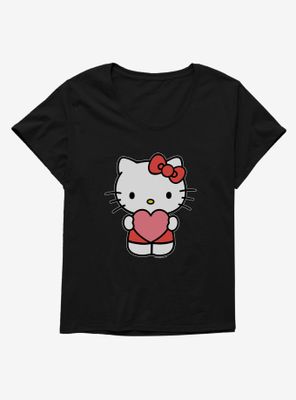 Hello Kitty Holding Heart Womens T-Shirt Plus