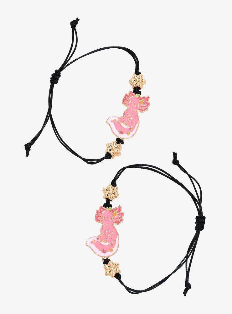 Floral Axolotl Best Friend Cord Bracelet Set By Naomi Lord Art