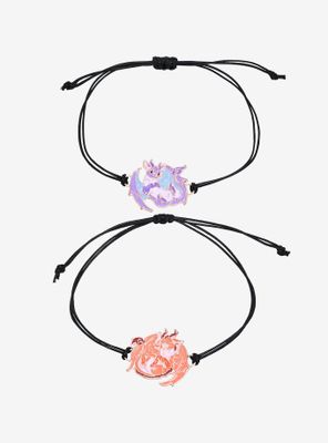 Pastel Mystic Dragon Best Friend Cord Bracelet Set By Naomi Lord Art
