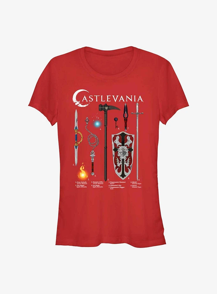 Castlevania Weapons Infographic Girls T-Shirt