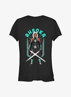 Star Wars The Mandalorian Ahsoka White Lightsabers Girls T-Shirt