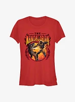 Star Wars The Mandalorian Flame Fight Girls T-Shirt